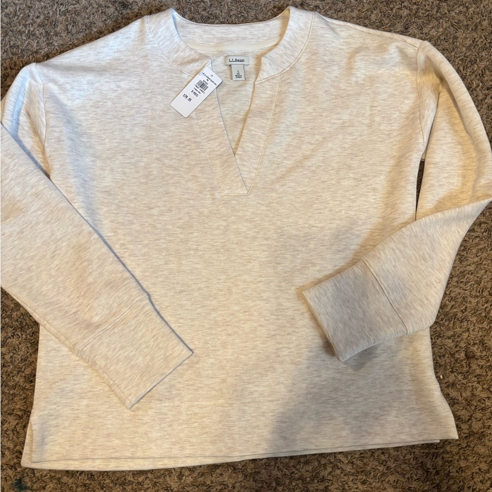 L.L. Bean Soft & Cozy Cream V-neck Sweatshirt